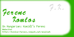 ferenc komlos business card